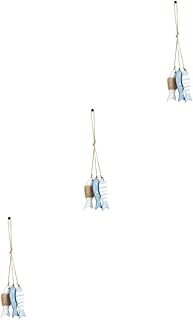 NOLITOY 3 Peças De Decoração De Pesca Com Cordas Decorações De Casa Para Casa Decoração De Natal Suspensão De Parede Peixe De Madeira Arte De Parede Mediterrânea Pingente De Peixe