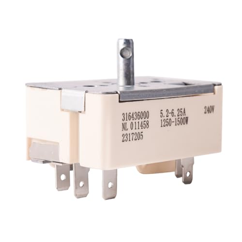 Kontrollexperten 316436000 6" Burner Infinite Switch Replacement for Frigidaire Electrolux Range Compatible with 316021500 1155394 AP3890378 Easy Install Durable Precise Control