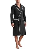 Ekouaer Mens Robes Lightweight Waffle Knit Kimono Bathrobe Long Sleeve Sleepwear Soft Knee Length Robe with Pockets