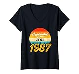 Photo Gallery donna impressionante dal giugno 1987 35 anni compleanno vintage maglietta con collo a v Photo Gallery donna impressionante dal giugno 1987 35 anni compleanno vintage maglietta con collo a v