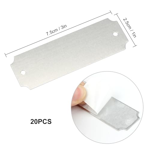 Lxmxgk 20 Pcs Name Plates Laser Engraved, Plaques Personalized Engraved, Solid Metal Plate, Name Plate for Desk, Personalized Plaque Blank, Custom Name Tag, Laser Engraving Blanks (1\'\' X 3\'\') (Silver)