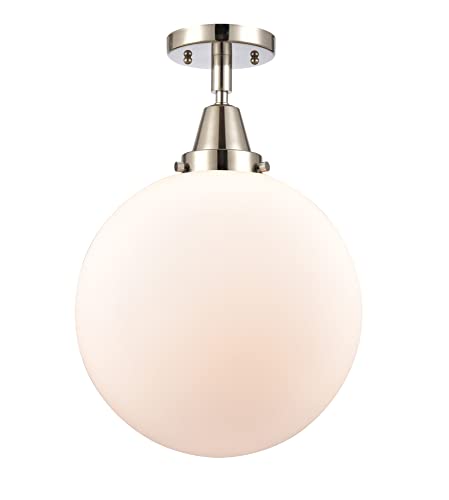 Innovations 447-1C-PN-G201-12 One Light Flush Mount from Franklin Restoration Collection, Silver