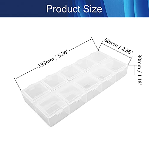 Image of Juvielich Clear Plastic Organizer Box,10 Fixed Grids Storage Container Jewelry Box for Beads Art DIY Crafts Jewelry Fishing Tackles 5.24 inchx2.36 inchx0.79 inch(LxWxH) 2PCS
