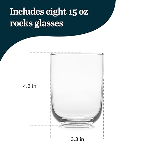 Image of Libbey Polaris Rocks Glasses Set, Sophisticated Glassware Drinking Glasses Set of 8, Dishwasher Safe Glasses for Birthdays, Weddings, Anniversaries