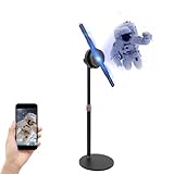 3D Holographic Fan, 256 LED Lights HD Hologram Fan Projector Advertising Displaying with Desktop Stand, APP Control, Built in 16GB, for for Android, for iOS