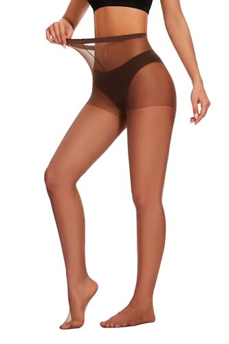 Image of DUCMODA 3 Pairs Women's Sheer High Waist Tights, 15D Ultra Thin Comfortable Pantyhose