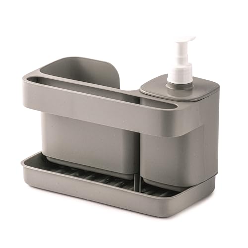 Snips Riordinello Grau, Schwammhalter küche mit Dosierer, Spülbecken Organizer, Spülmittelspender 21 x 12 x 18 cm, Made in Italy, 0% BPA und Phthalate Free.