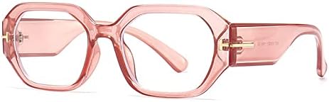 HYLLE Trendy Square Sunglasses for Women Men Rectangle Fashion Retro Vintage Shades Eyewear (Light Pink/Clear)