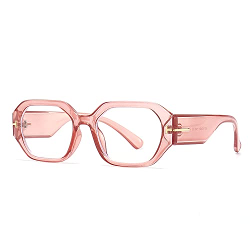 Hylle Trendy Square Sunglasses For Women Men Rectangle Fashion Retro Vintage Shades Eyewear (Light Pink/Clear) #TOP1