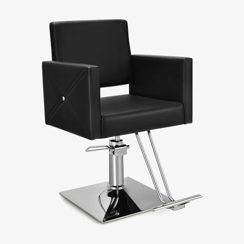 GOPLUS - GOPLUS Fauteuil de Salon pour Coiffeur, Fauteuil de Barbier Pivotant à 360° avec Hauteur Réglable (40-55cm), Pompe Hydraulique, Chaise de Spa Polyvalent pour Femme Homme, Capacité 150 kg