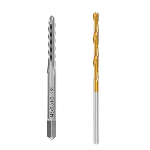 FOCMKEAS Tap and Drill Bit Set, M5x0.8 Tap and 4.2mm Twist Drill, HSS