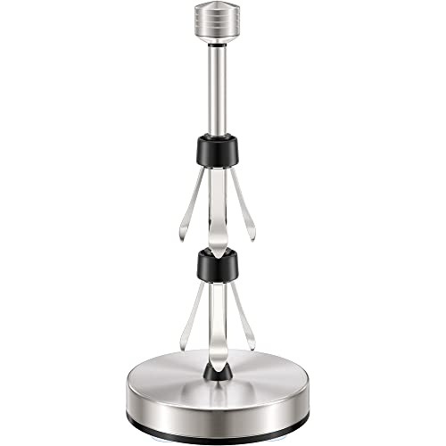 SMARTAKE Standing Paper Towel Holder, Damping Ratchet Design Paper Towel Organizer, Rustproof Toilet Paper Holder with Suction Cups, Roll Dispenser for Kitchen Countertop Home Dining Table, Silver SMARTAKE Standing Paper Towel Holder, Damping Ratchet Design Paper Towel Organizer, Rustproof Toilet Paper Holder with Suction Cups, Roll Dispenser for Kitchen Countertop Home Dining Table, Silver