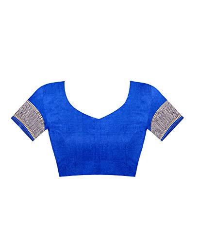 Image of Flosive Women's Present Kanjivaram Soft Silk Saree With Blouse (ROYAL BLUE)