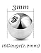 Vsnnsns 16G Piercing Balls 316L Surgical Steel Externally Threaded Replacement Balls for Septum, Lip, Eyebrow Rings - 3MM Silver 16 Gauge