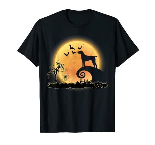 Deutscher Kurzhaar-Hund und Mond Lustiges Halloween T-Shirt
