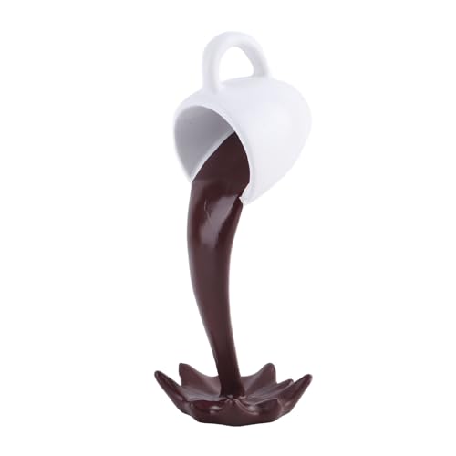 Escultura Decorativa Taza de Café Flotante de Resina Marrón miniatura 2