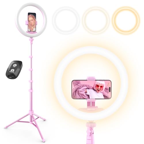 Trépied extensible 157,5 cm avec anneau lumineux LED UBeesize pour vidéo et maquillage