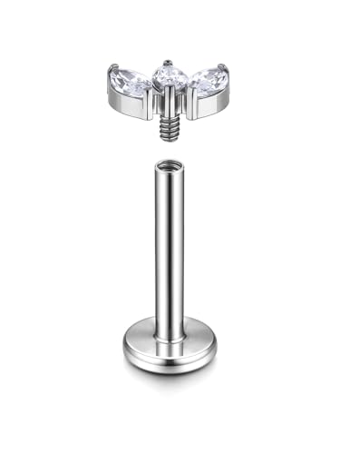 PiercingJak 16G Piercing Hélix Titane F136 Serti Zircon Brillant Feuille – vue 2