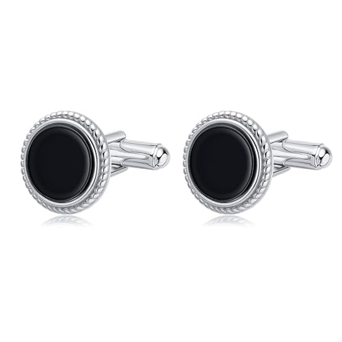 Black Onyx Cufflinks Sterling Silver Cufflinks for Tuxedo Shirt Accessories