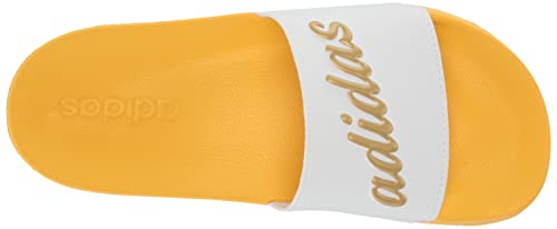 Adidas Women's Adilette Slides Sandal, White/Gold Metallic/Bold Gold, 8 #TOP4