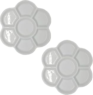 2 Pcs Watercolor Paint Palette Tray Water Color Palletes Washable Paint Ceramic Paint Palette Porcelain Watercolor Palette for Artist Watercolor Painting Palettes and Palette Cups（White）