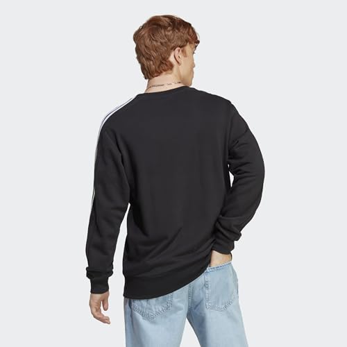 adidas Men's Essentials French Terry 3-Stripes Sweatshirt, Black, M - Image 6