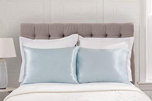 BLISSFORD Satin Pillowcase with Zipper, for Hair and Skin Care, Feels Soft and Cool Like a Silk Pillowcase, Satin Pillow Cases 2 Pack, Slik Pillow Cover, Baby Blue - Standard Size, Set of 2 - Thumbnail 3