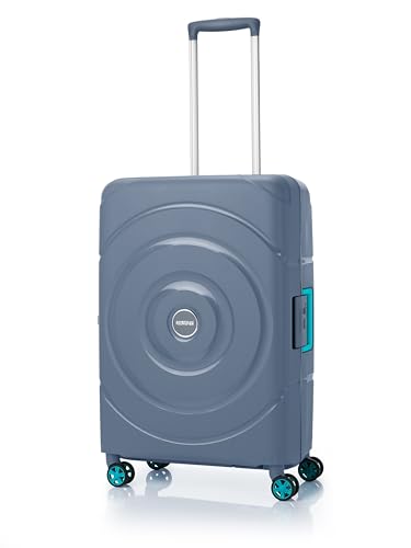 Image of American Tourister Large Polypropylene (Pp) Amt Circurity 77Cm TSA Az.Gry 3 Point TSA Lock Hard 4 Spinner Wheels Carry-On Luggage Complete Lining and Contrast Components, Grey