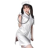 [SEXYTINE] 2点セット ナース服/ナースキャップ ナース服 コスプレ 白衣の天使 看護婦 コスチューム セクシー ランジェリー 女医 セクシー 制服 コスチューム 下着 ランジェリー 女装 かわいい 可愛い メイド 服 ース 白衣 天使 ナ仮装 レディース 半袖 ミニスカート ワンピース ((ホワイト))