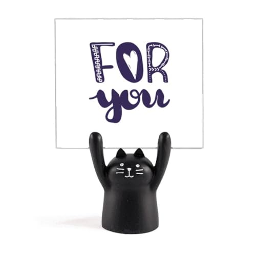 Support de mémo chat noir For You avec citation manuscrite en métal
