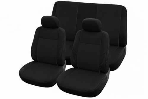 Susy Shop Housses de sièges universelles Kit Avant et Arrière Plusieurs couleurs Doux Confortable Respirant Protection pour sièges utilitaires (Noir)
