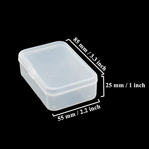 LJY 28 Pieces Rectangular Empty Mini Clear Plastic Organizer Storage Box Containers with Hinged Lids (3.3 x 2.2 x 1 inch, Transparent)