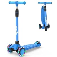 Kids Scooter,LED Lighted Wheels and 3 Adjustable Height Handlebars Scotters for Kids 3-12,3 Wheel Toddler Kick Scotter for Boys & Girls up to 132 Lbs.