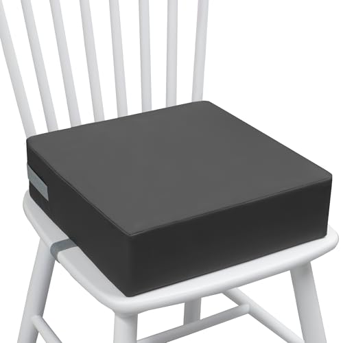 Eiury Booster Seat for Dining Table, PU Anti-Scratch Easy Cleaning Kids Toddler Booster Seat for Table, Portable Increasing Booster Cushion with Non-Slip Bottom and Adjustable Elasticity Straps