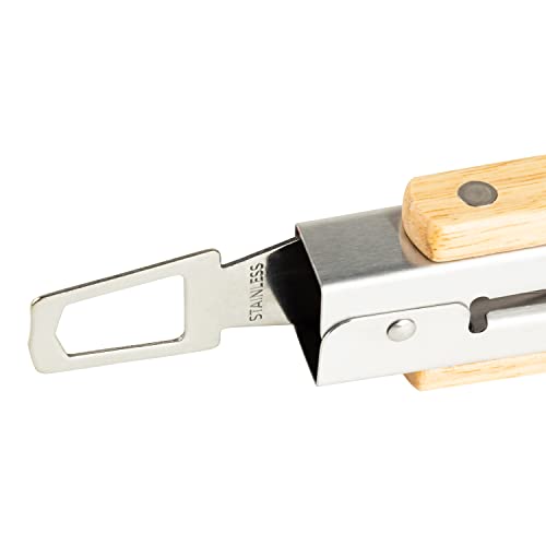 Dropkick Your Old Tongs, Grillhogs 9-Inch Barbecue Tongs Are The Only Equipment That Can Handle Your Massive Meat, Stainless Steel + Oak Wood Bbq Tongs, Premium Grill Tongs #TOP5