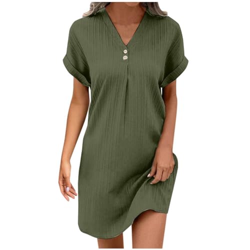 Robe Ete Femme Chic et Elegant Couleur Unie Dress Mi Longue Col V...