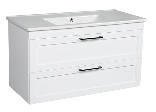 Bath Oasis Modern Wall-Mounted Bathroom Vanity with Washbasin | Palm