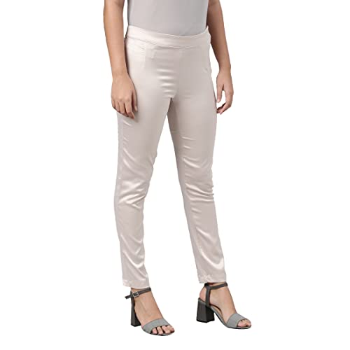 Image of GO COLORS Women Mid Rise Polyester Shiny Pant