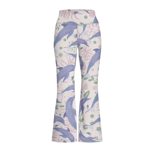 Hawapod Bell Bottoms for Girls Cute Funny High Waisted Flare Tummy Control Yoga Bootcut Leggings