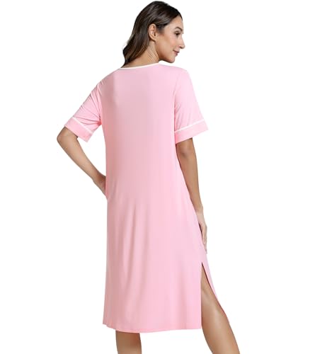 Image of NACHILA Bamboo Viscose Nightgowns for Women Cooling Night Gown with Pockets