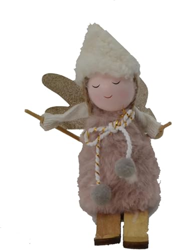(T2) Weihnachtsdekoration Skierfee, flauschige rosa Tischdekoration