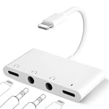 AMLLXEN iPhone Headphone Adapter, 4 in 1 iPad Headphone Jack Splitter with Dual 3.5mm Aux Audio Spli