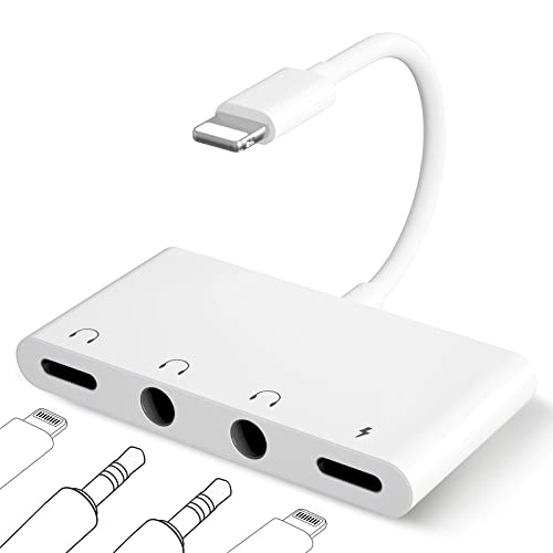 Amllxen Iphone Headphone Adapter, 4 In 1 Ipad Headphone Jack Splitter With Dual 3.5Mm Aux Audio Splitter+Lighting Headphone Jack +Charging Port, Dongle For Iphone14 13 12 11 X 8 7/ Ipad -Support Ios #TOP27