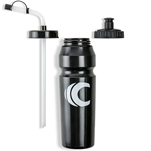 Cannon Sports 1 Liter Sports Water Bottle, BPA-Free, 34 Oz Capacity, Large Mouth, 2 lids (Straw and Squeeze), Great For Helmet Sports Such As Hockey, Lacrosse, Football, Boxing (6 Pack) (Black) - Thumbnail 4