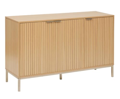 PEGANE Buffet, Meuble de Rangement Bas en Bois Coloris Beige - Longueur 120 x Profondeur 40 x Hauteur 76 cm