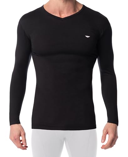 AMERICAN HEAVEN Men's 3 Pack Base Layer Long Sleeve Thermal V Neck Top | Soft & Lightweight Fleece Lined Shirts2