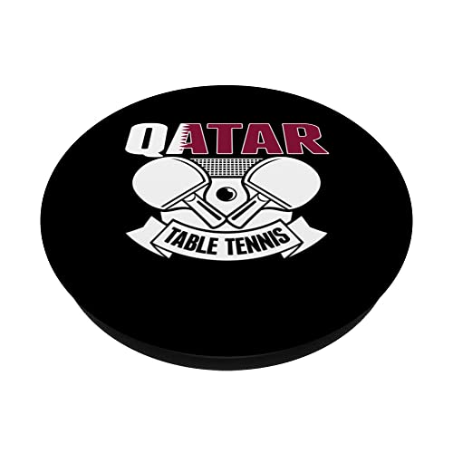 Qatar Ping Pong Lovers Proud Qatari Table Tennis Supporters PopSockets Swappable PopGrip, Black - Image 2