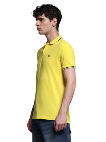 Image of Jack & Jones Men's Yellow Polo Collar Slim Fit T-Shirt