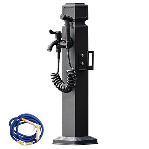 Columna de Agua para jardín Vertical, Grifo Exterior, Columna de Agua, Grifo de Doble Salida con Pistola rociadora, Fuente de Agua Decorativa para riego y riego.