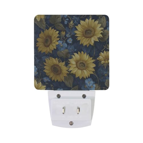 Lámpara de noche azul con girasoles y sensor automático miniatura 6